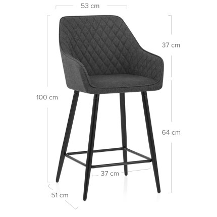 Cello Bar Stool Charcoal Fabric Dimensions