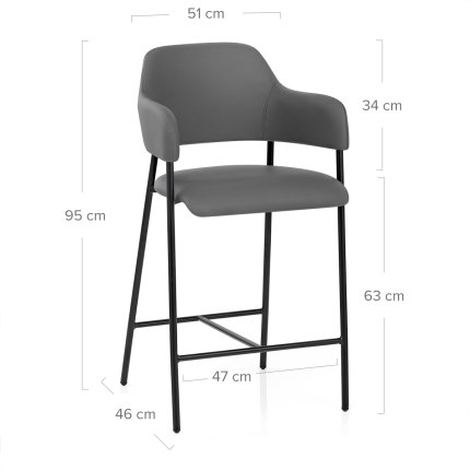 Trent Bar Stool Grey Leather Dimensions