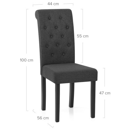 Utah Dining Chair Charcoal Fabric Dimensions