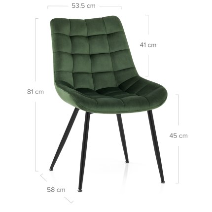 Lisbon Dining Chair Green Velvet Dimensions