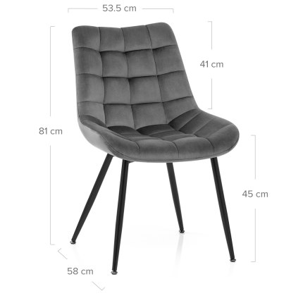 Lisbon Dining Chair Grey Velvet Dimensions