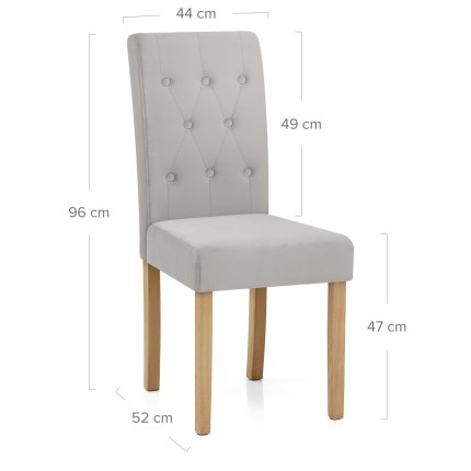 York Dining Chair Grey Velvet Dimensions