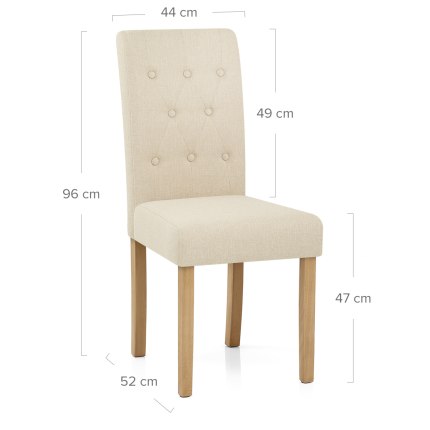 York Dining Chair Cream Fabric Dimensions