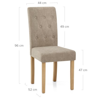 York Dining Chair Mink Fabric Dimensions