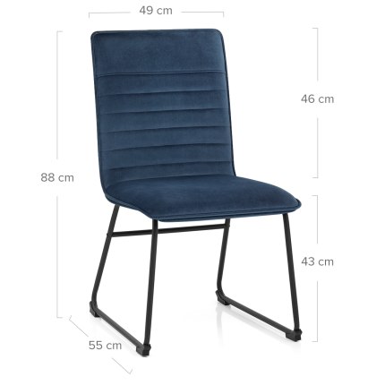 Chevelle Dining Chair Blue Velvet Dimensions
