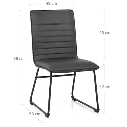 Chevelle Dining Chair Charcoal Leather Dimensions