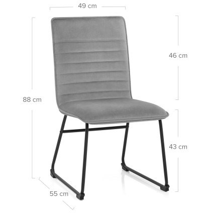 Chevelle Dining Chair Grey Velvet Dimensions