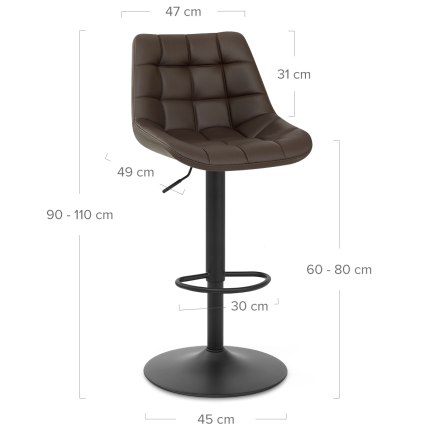 Porto Bar Stool Brown Leather Dimensions