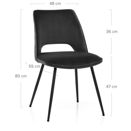 Viola Dining Chair Black Velvet Dimensions