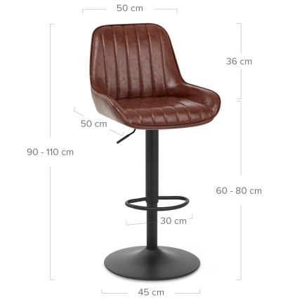 Mustang Gas Lift Bar Stool Antique Brown Dimensions