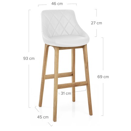 Breeze Wooden Stool White Dimensions