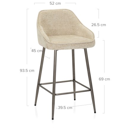 Cairns Bar Stool Beige Fabric Dimensions