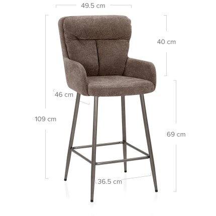 Albany Bar Stool Brown Fabric Dimensions