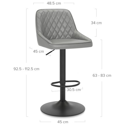 Melbourne Real Leather Stool Grey Dimensions