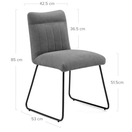 Milo Dining Chair Grey Fabric Dimensions