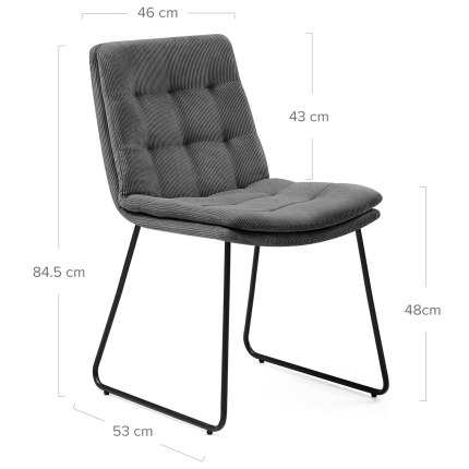 Riva Dining Chair Dark Grey Fabric Dimensions