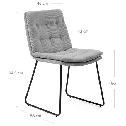 Riva Dining Chair Light Grey Fabric Dimensions