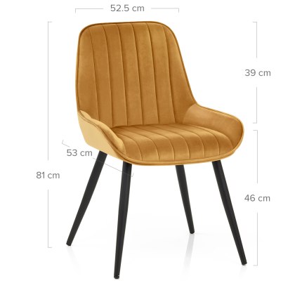 Mustang Chair Mustard Velvet Dimensions