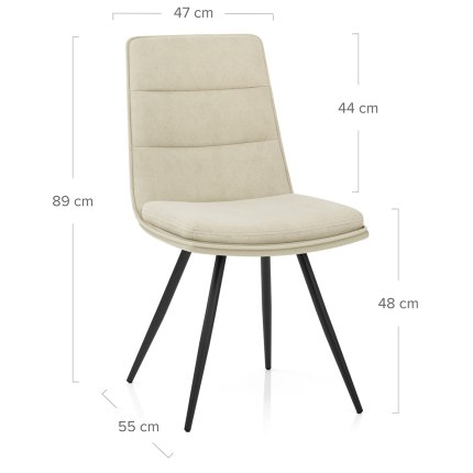 Gio Dining Chair Cream Velvet Dimensions