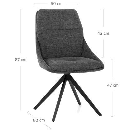 Nova Dining Chair Charcoal Fabric Dimensions