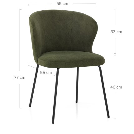 Brooklyn Dining Chair Green Fabric Dimensions
