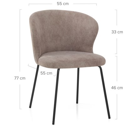 Brooklyn Dining Chair Taupe Fabric Dimensions