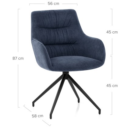 Nico Chair Blue Velvet Dimensions