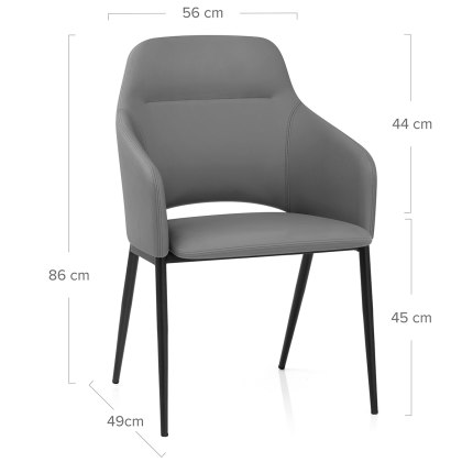 Palma Dining Chair Dark Grey Dimensions