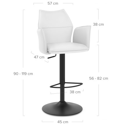 Ava Bar Stool White With Arms Dimensions