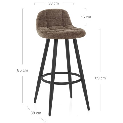 Solo Bar Stool Brown Fabric Dimensions