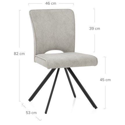 Dexter Dining Chair Light Grey Fabric Dimensions