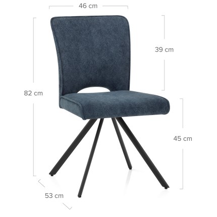 Dexter Dining Chair Blue Fabric Dimensions