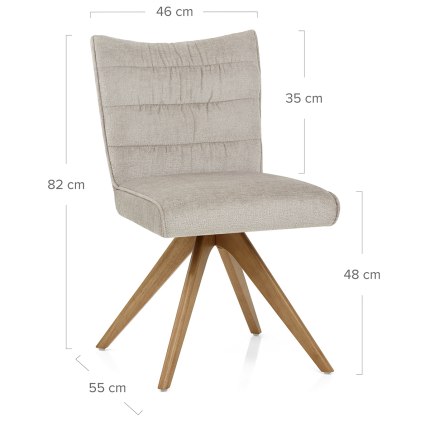 Forte Wooden Dining Chair Beige Fabric Dimensions