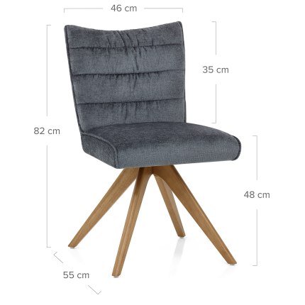 Forte Wooden Dining Chair Blue Fabric Dimensions