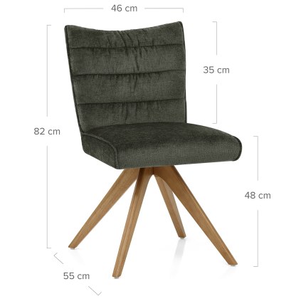 Forte Wooden Dining Chair Green Fabric Dimensions
