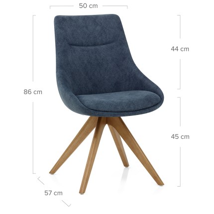 Lure Wooden Dining Chair Blue Fabric Dimensions