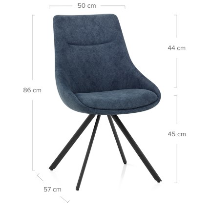 Lure Dining Chair Blue Fabric Dimensions