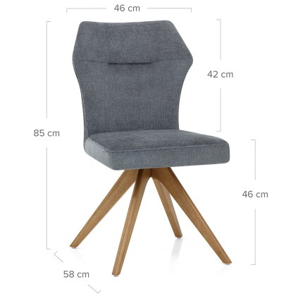 Troy Wooden Dining Chair Blue Fabric Dimensions