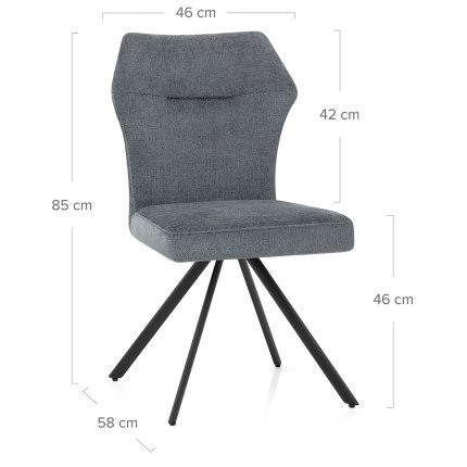 Troy Dining Chair Blue Fabric Dimensions