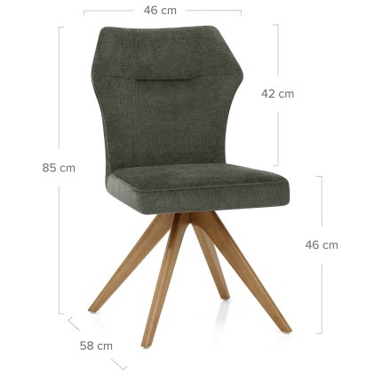 Troy Wooden Dining Chair Green Fabric Dimensions