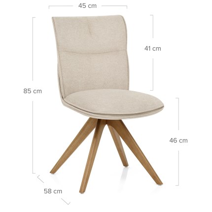 Cody Wooden Dining Chair Beige Fabric Dimensions