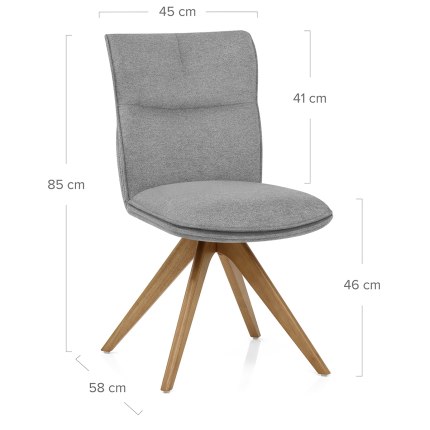 Cody Wooden Dining Chair Light Grey Fabric Dimensions