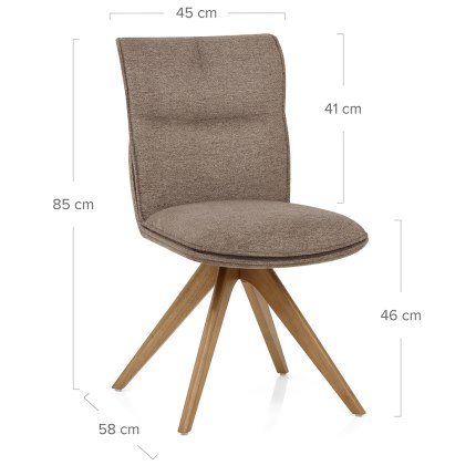Cody Wooden Dining Chair Brown Fabric Dimensions