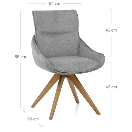 Creed Wooden Dining Chair Light Grey Fabric Dimensions