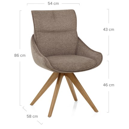 Creed Wooden Dining Chair Brown Fabric Dimensions