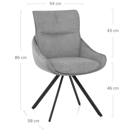 Creed Dining Chair Light Grey Fabric Dimensions