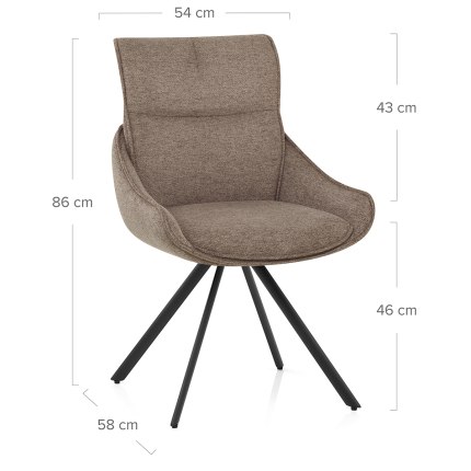 Creed Dining Chair Brown Fabric Dimensions