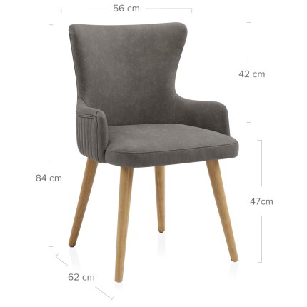 Diablo Oak Dining Chair Grey Dimensions