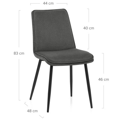 Abi Dining Chair Charcoal Fabric Dimensions