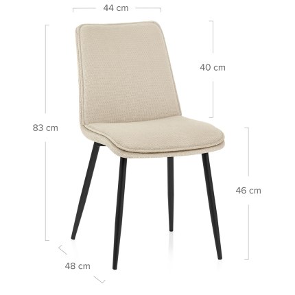 Abi Dining Chair Cream Fabric Dimensions